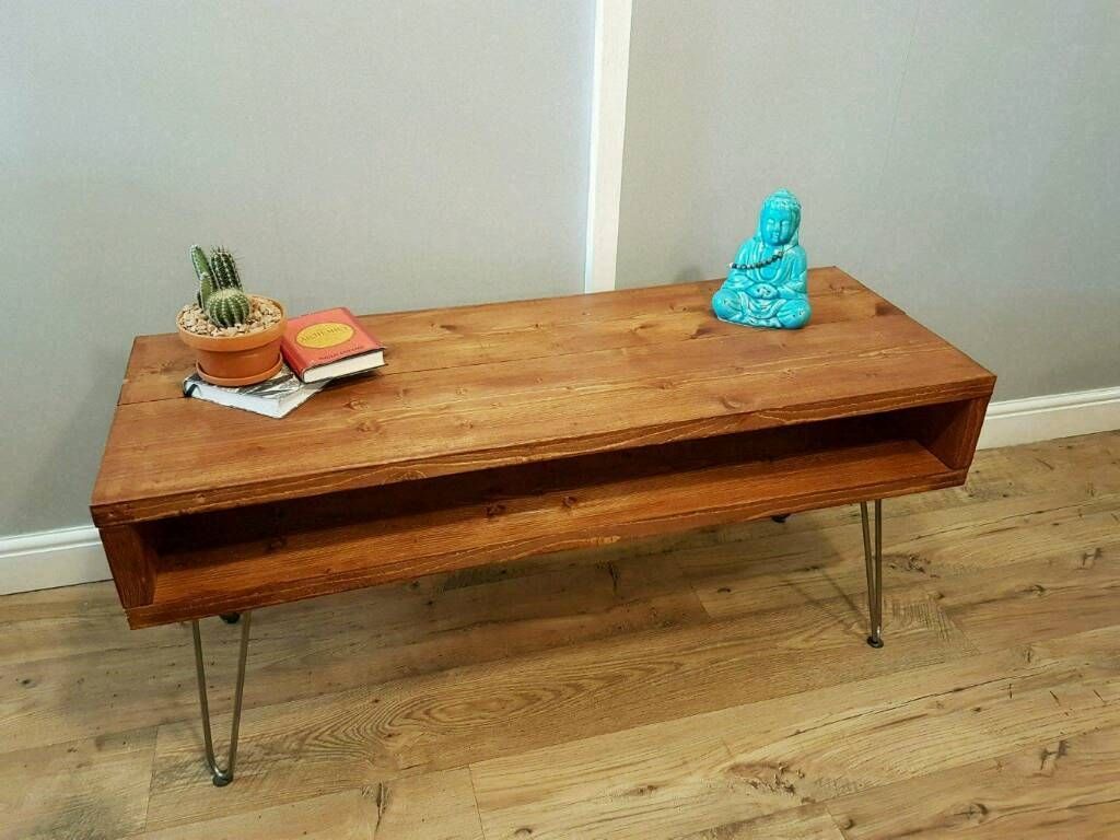 Rustic Handmade Solid Wood Tv Unit Table Hairpin Legs In Retro Intended For Handmade Tv Unit (Photo 9 of 15)