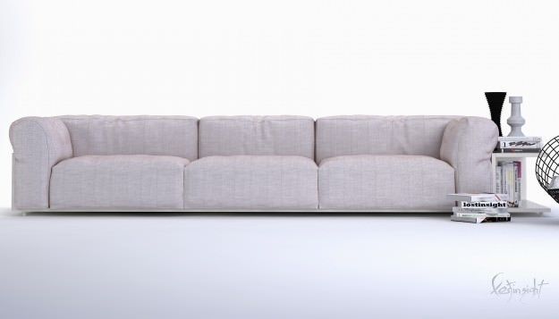 Saville Modern Classic Tufted Fabric Sofa Gray Sofas Best 13 Within Long Modern Sofas (View 3 of 15)