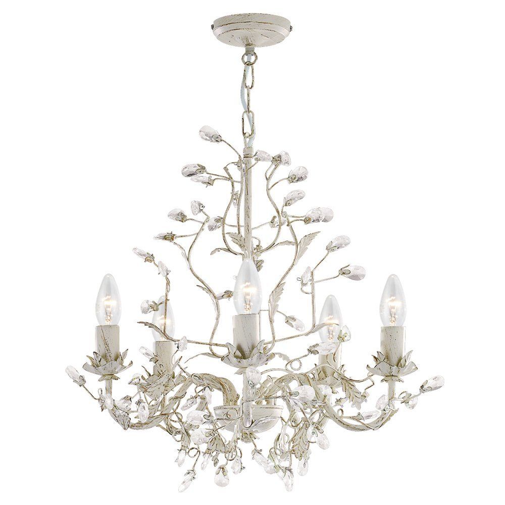 Searchlight 2495 5cr Almandite Cream Gold Finish 5 Light Intended For Cream Gold Chandelier (View 8 of 12)