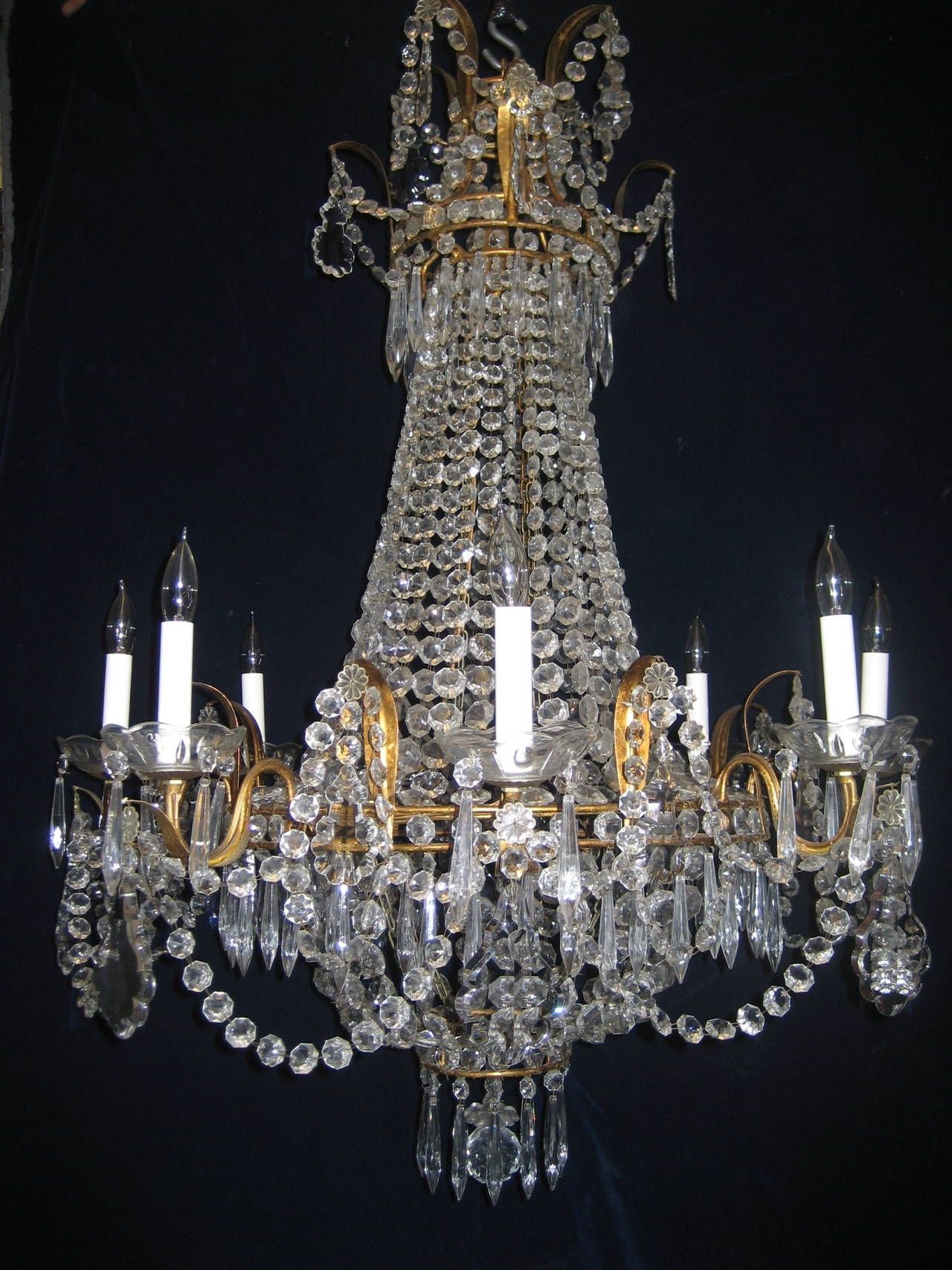 Set Of Three Antique French Louis Xvi Style Gilt And Crystal Pertaining To Antique French Chandeliers (Photo 1 of 12)