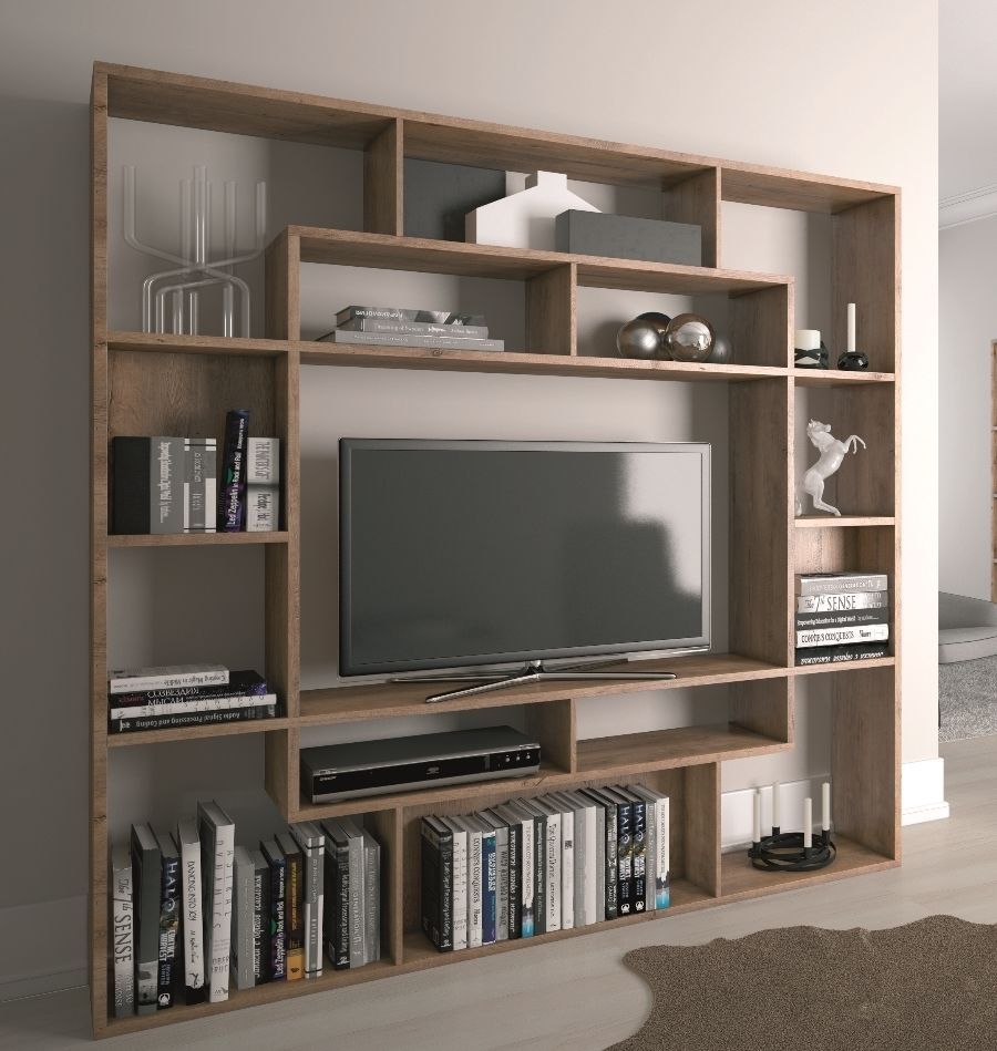 Shelving Unit Bookcase Display Storage Wood Shelf Tv Unit With Tv Unit With Bookcase (View 4 of 15)