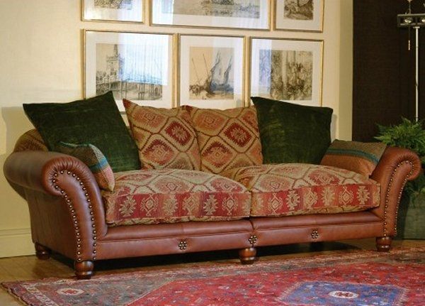 Sofa Mixed Fabrics Solid And Prints Tetrad Eastwood Sofa Within Leather And Material Sofas (Photo 1 of 15)