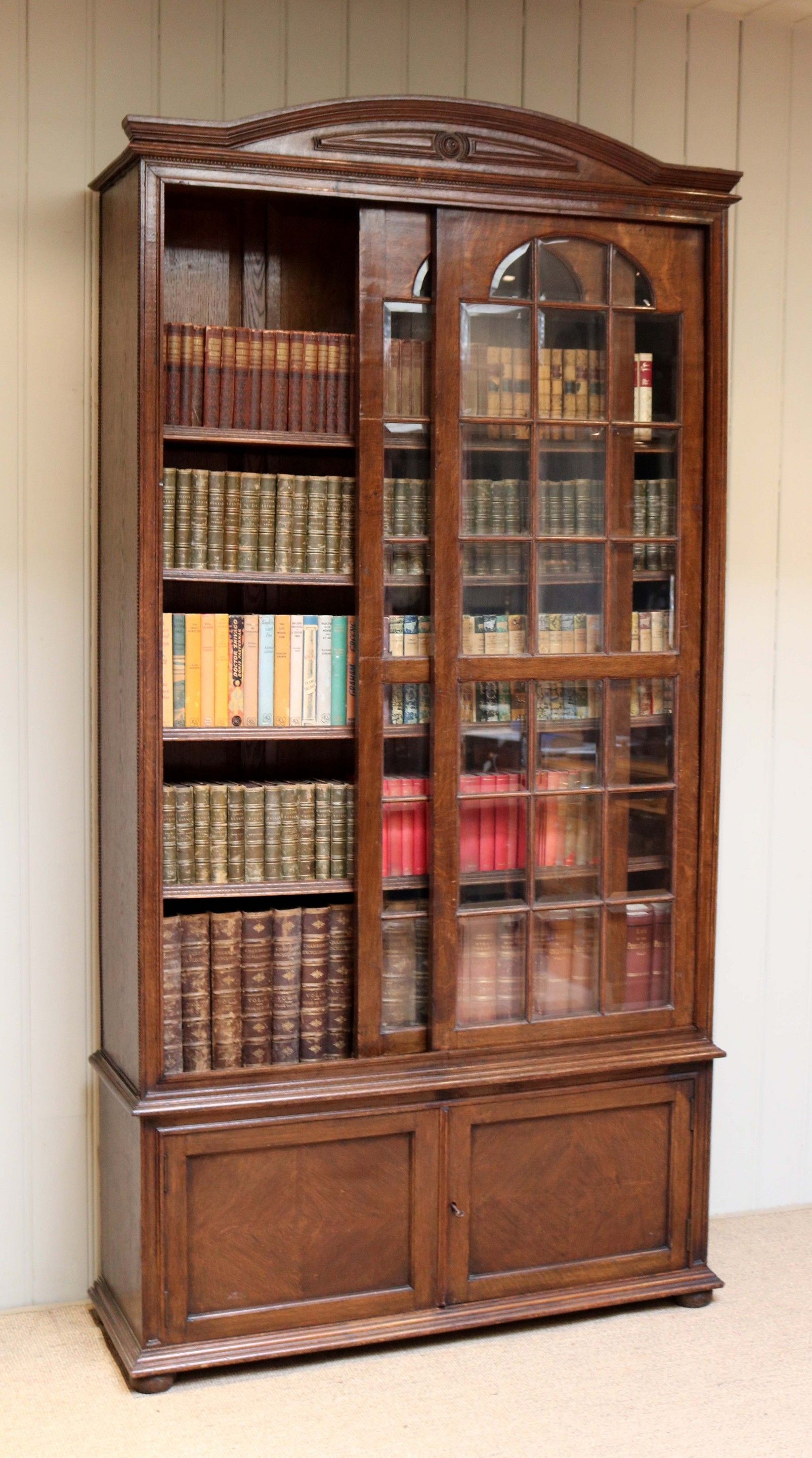 Solid Oak Glazed Bookcase C 1910 England From Worboys Antiques Intended For Oak Glazed Bookcase (View 15 of 15)