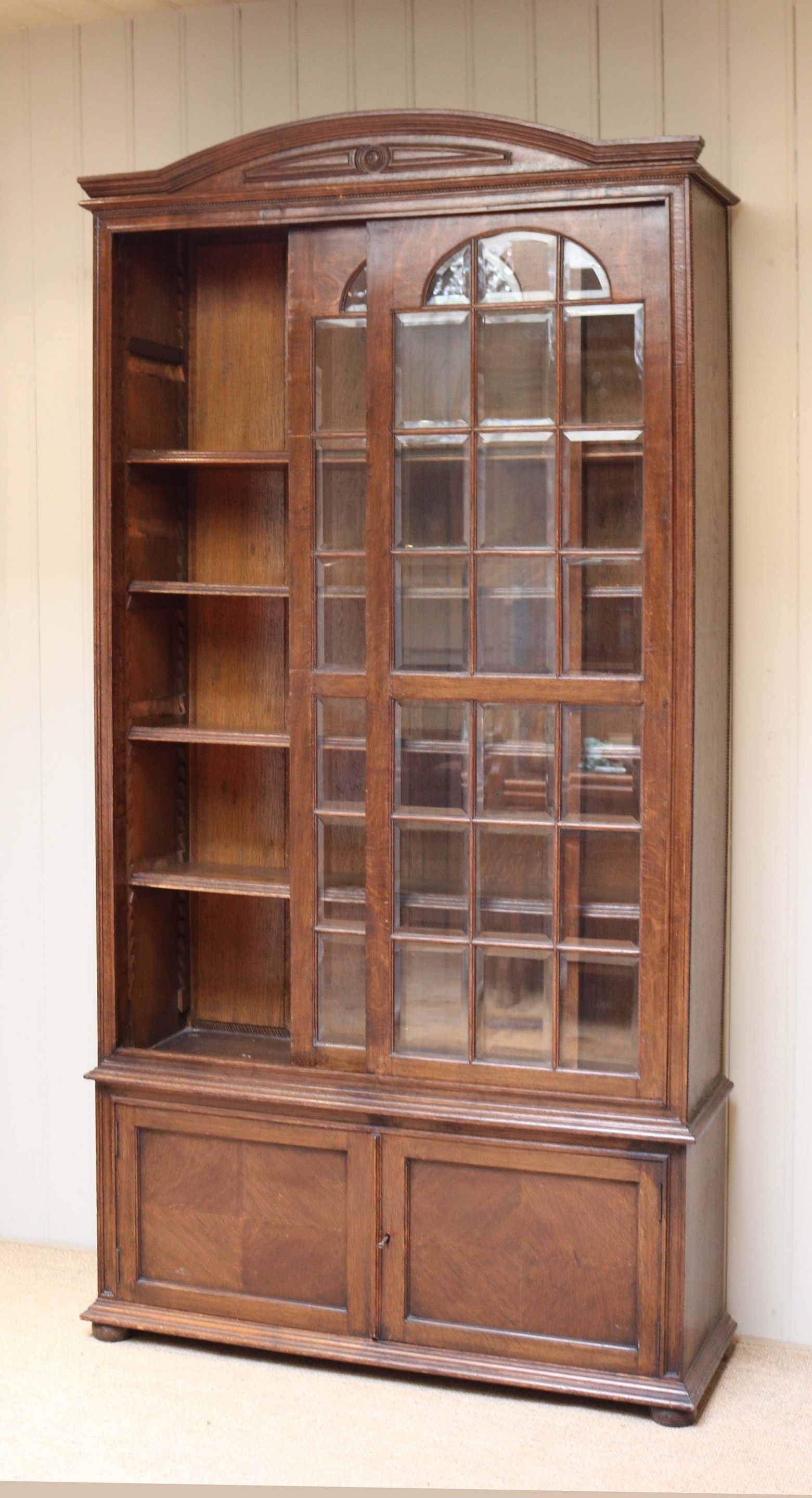 Solid Oak Glazed Bookcase C 1910 England From Worboys Antiques Regarding Oak Glazed Bookcase (View 12 of 15)