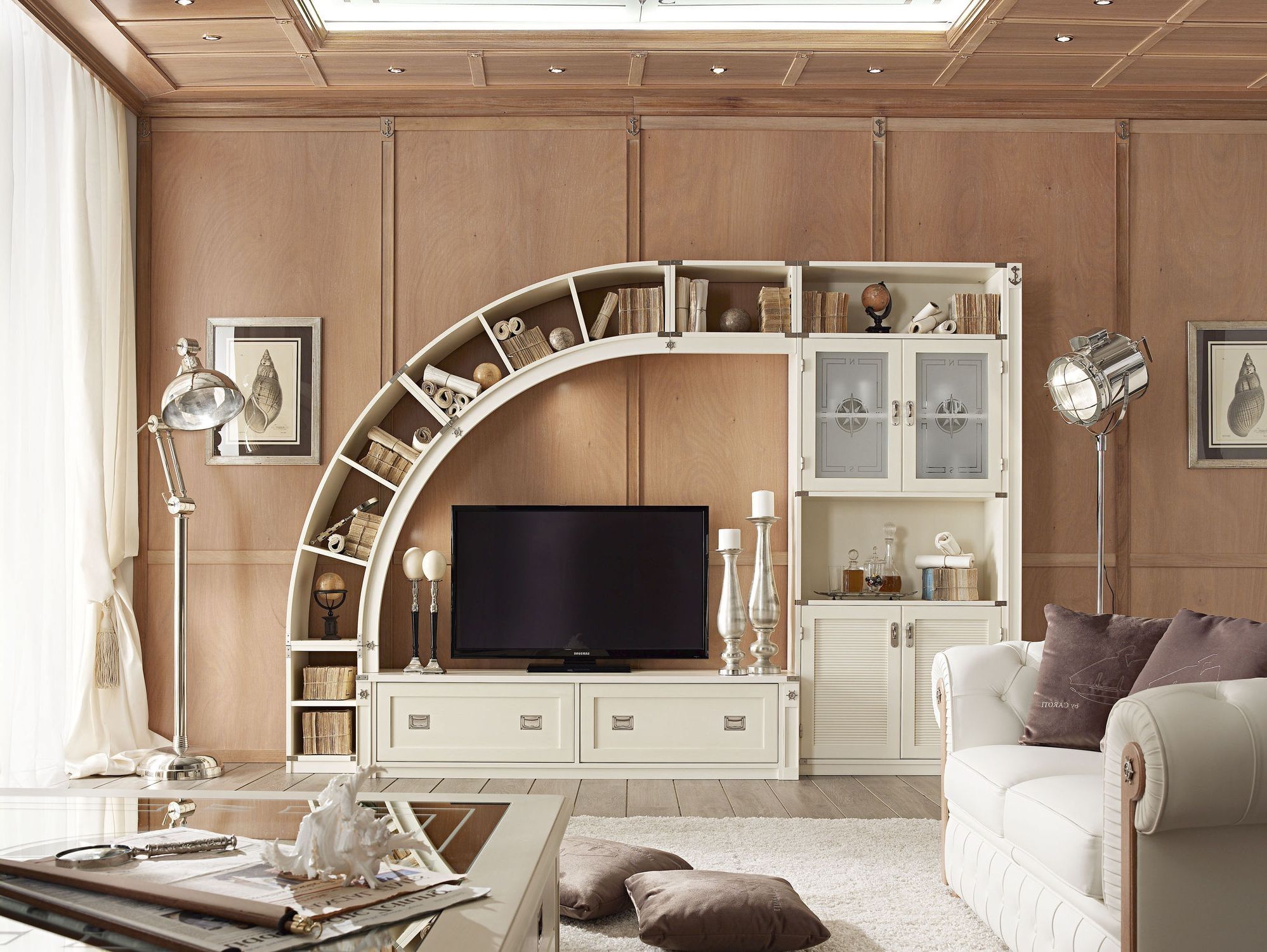 Stunning Modular Tv Stand With Cabinet And Curved Unique Bookcase Pertaining To Tv Unit Bookcase (Photo 15 of 15)