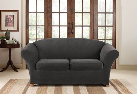 Sure Fit Stretch Piqu 2 Seat Individual Cushion Loveseat Covers For Sofa Loveseat Slipcovers (View 4 of 15)