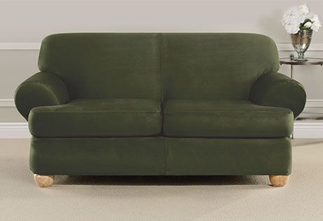 Sure Fit Ultimate Heavyweight Stretch Suede Individual 2 Piece T Inside Sofa Loveseat Slipcovers (Photo 13 of 15)