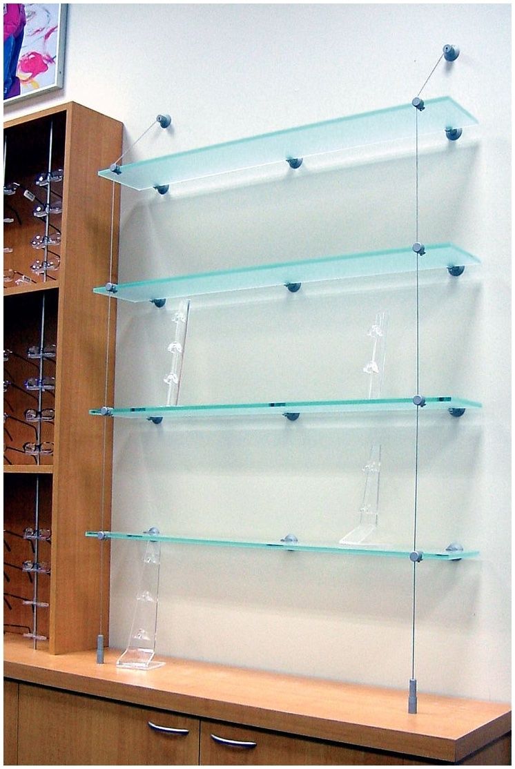 Suspended Glass Shelf Drizzle Shelving System With Anodised For Suspended Glass Shelving (View 4 of 12)