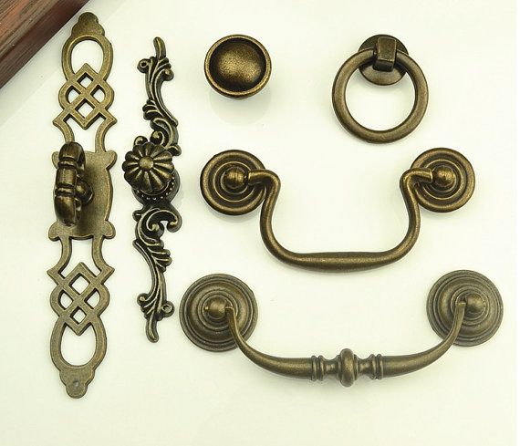 Vintage Drawer Pulls Handles Knobs Pulls Drop Antique Bronze In Vintage Cupboard Handles (View 11 of 15)