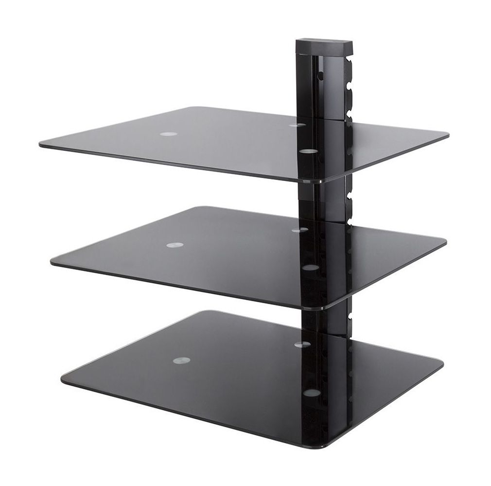 Wall Shelves Design Modern Glass Shelves Wall Mounted Furniture Within Black Glass Shelves Wall Mounted (Photo 3 of 15)