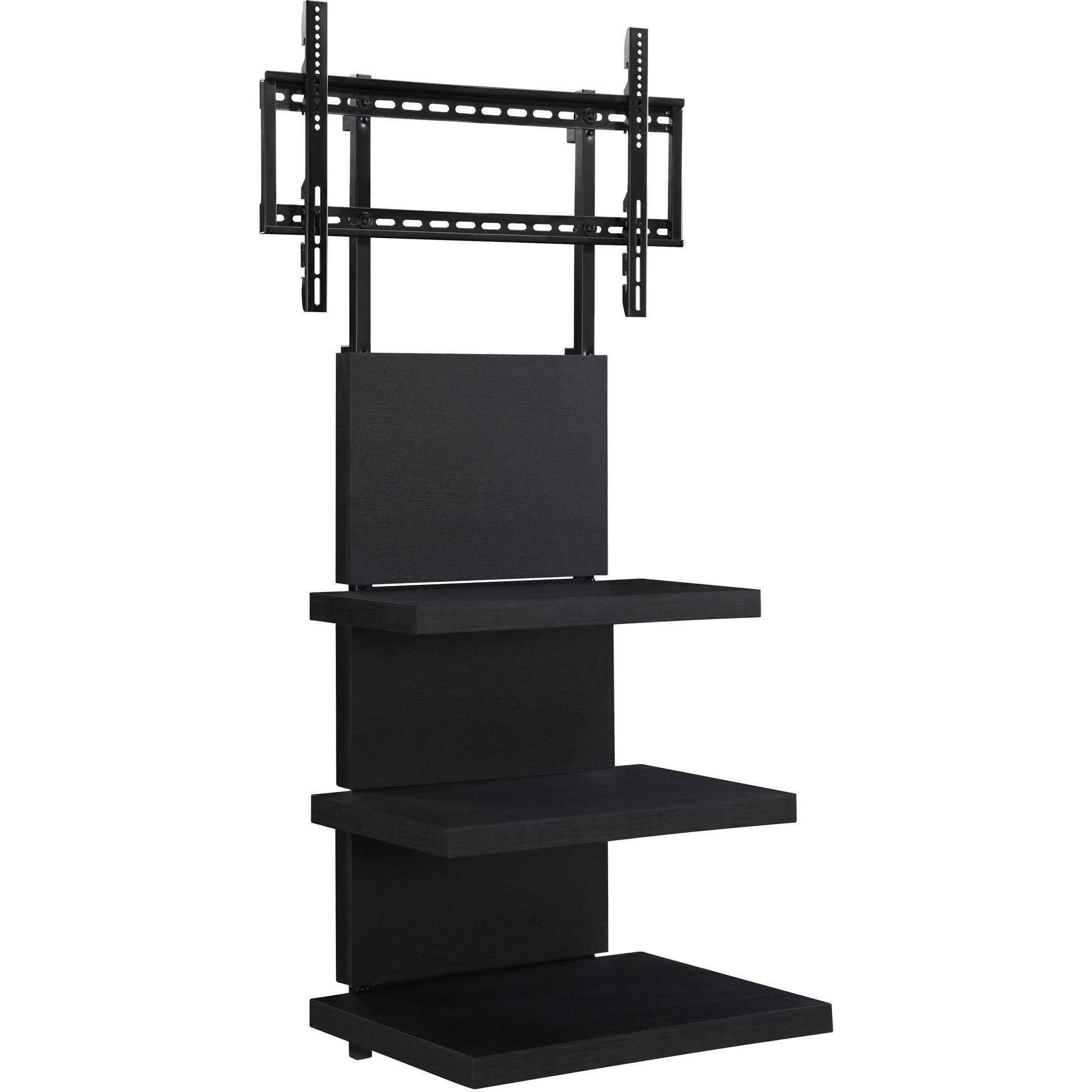 Wall Shelves Design Wall Mount Tv Stand With Shelves Soundbar In Wall Mounted Black Glass Shelves (Photo 11 of 15)
