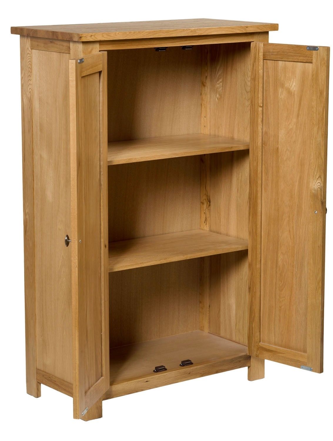 Waverly Oak Small Wide Cabinet Cupboard With 3 Shelves Hallowood In Small Oak Cupboard (View 7 of 15)