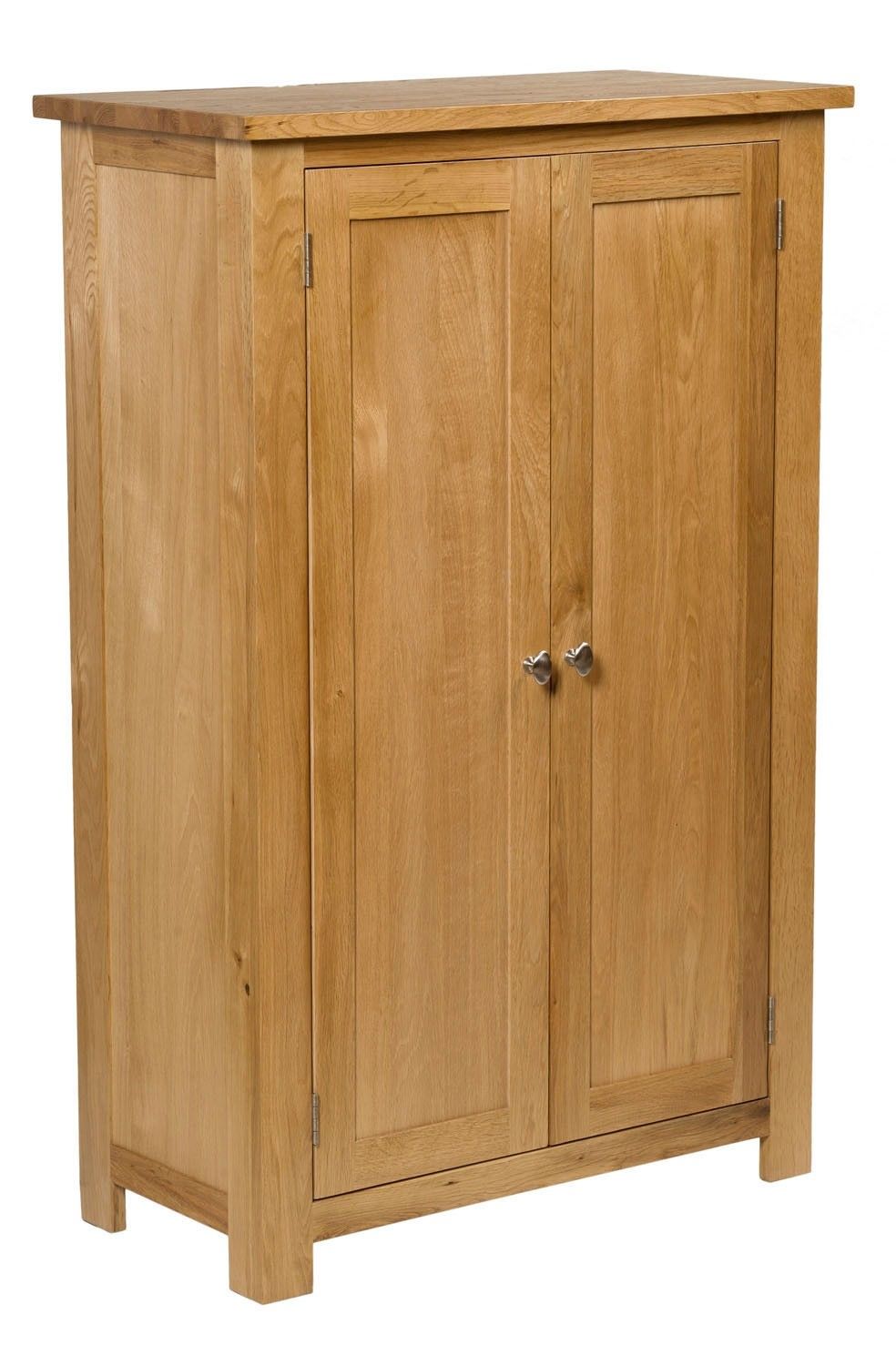 Waverly Oak Small Wide Cabinet Cupboard With 3 Shelves Hallowood Inside Small Oak Cupboard (View 13 of 15)