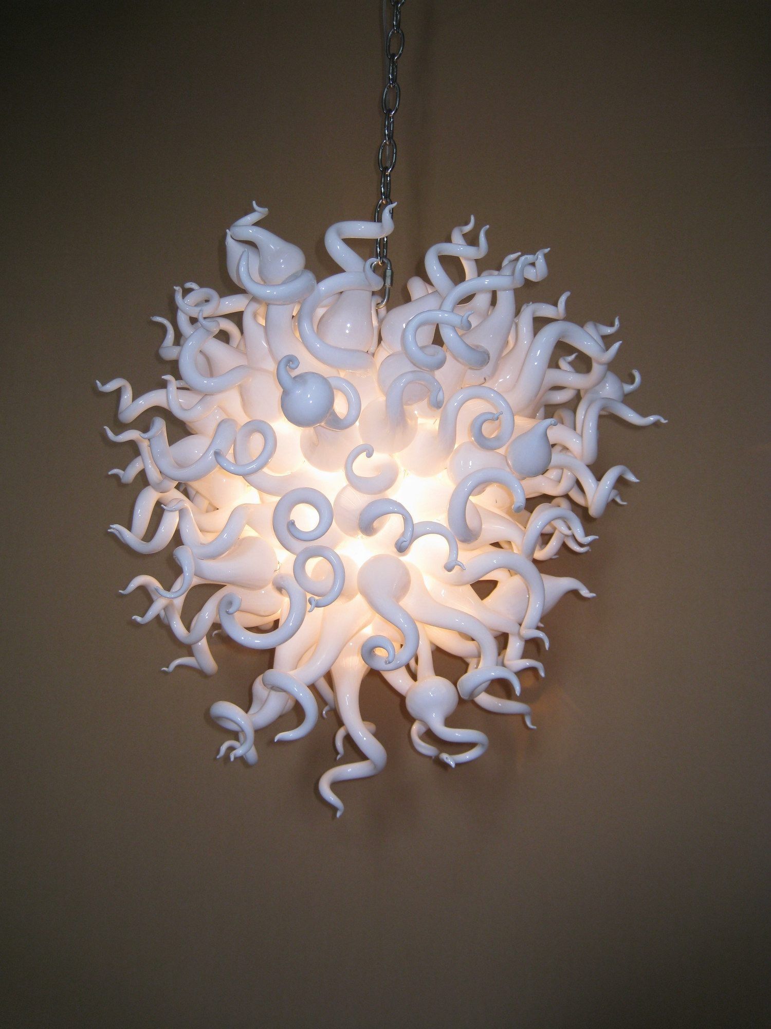 White Blown Glass Chandelier For Simple Glass Chandelier (View 9 of 12)