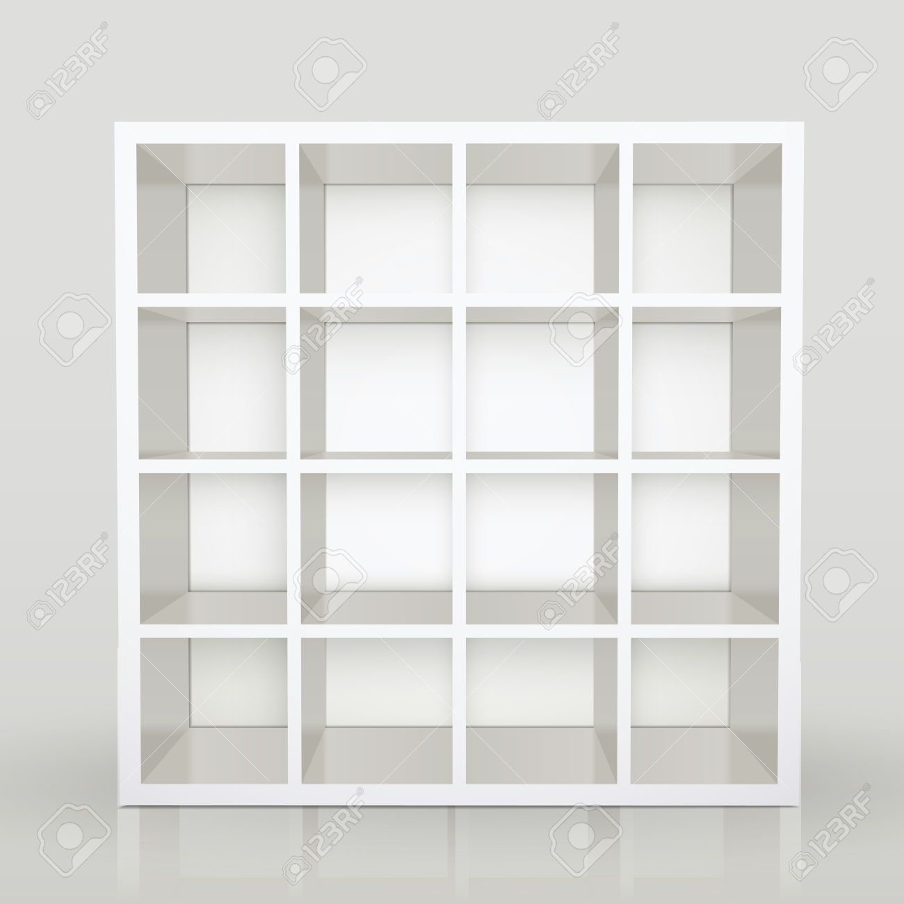 White Empty Shelves Blank Bookcase Library Royalty Free Cliparts In White Library Bookcase (View 9 of 15)