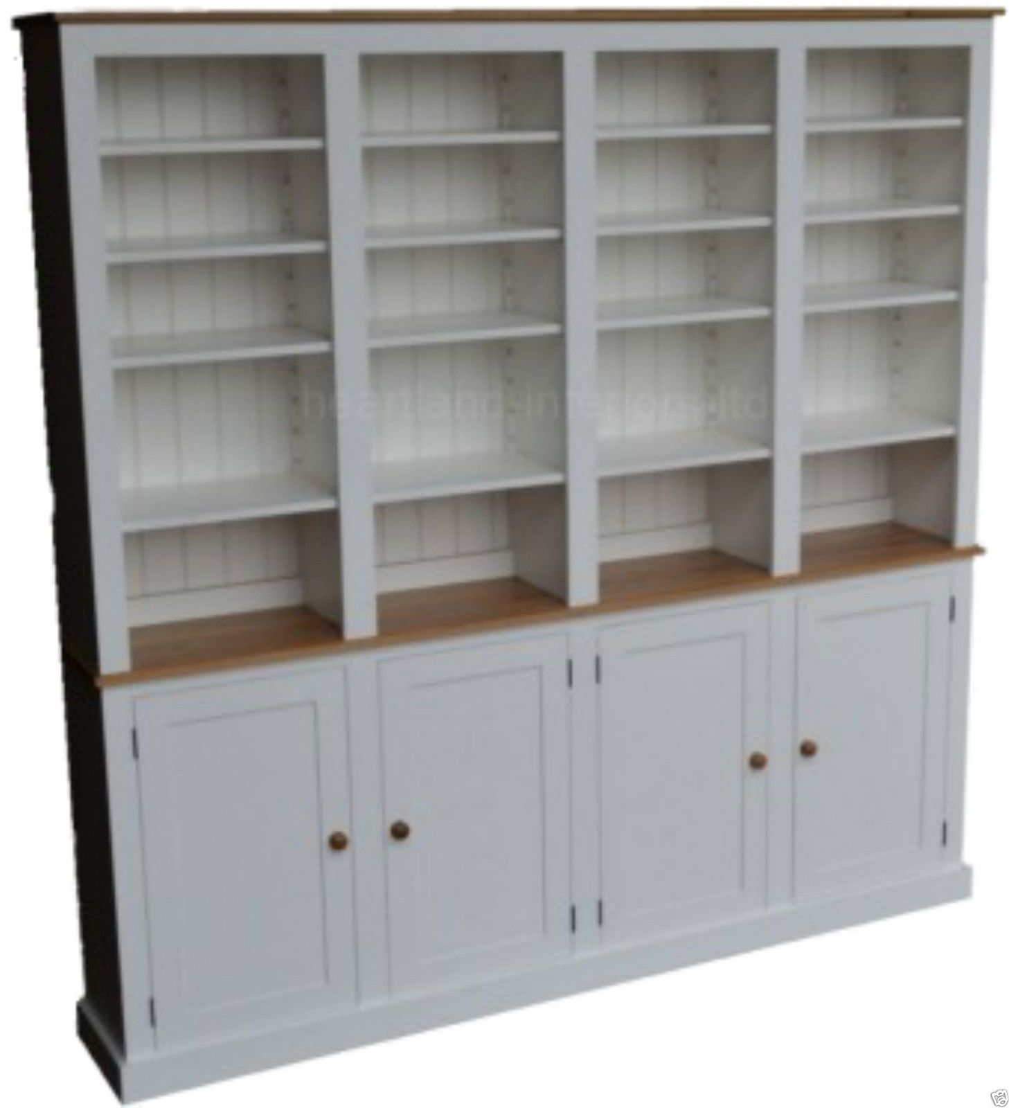 White Painted Oak Bookcase 7ft Tall Heavy Duty Shelving Unit Within White Bookcase With Cupboard (View 13 of 15)