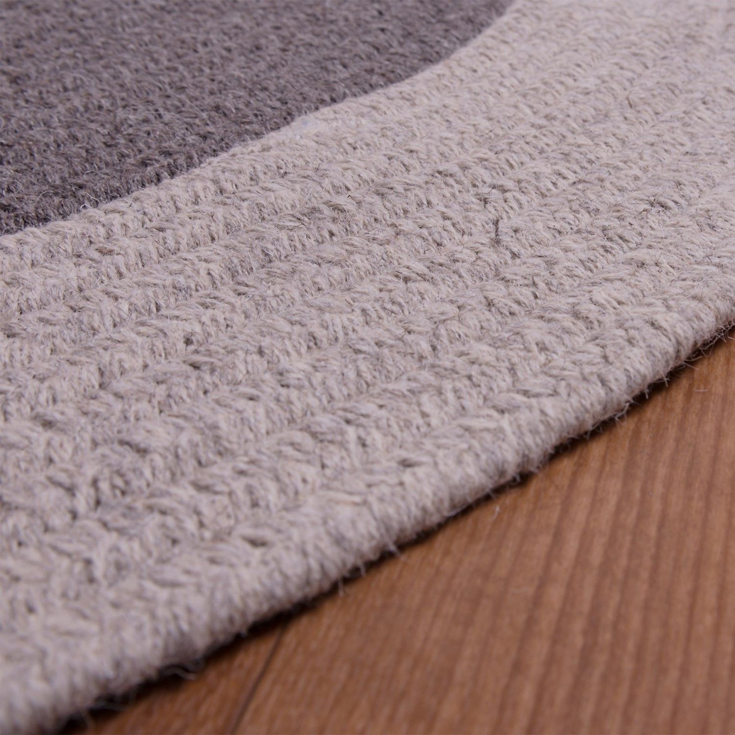 Wool Braided Area Rugs Round Grey Ivory Hand Woven Simple In Wool Braided Area Rugs (Photo 173 of 264)
