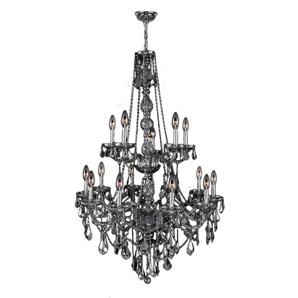 Worldwide Lighting Provence 15 Light Polished Chrome With Smoke With Regard To Grey Crystal Chandelier (View 10 of 12)