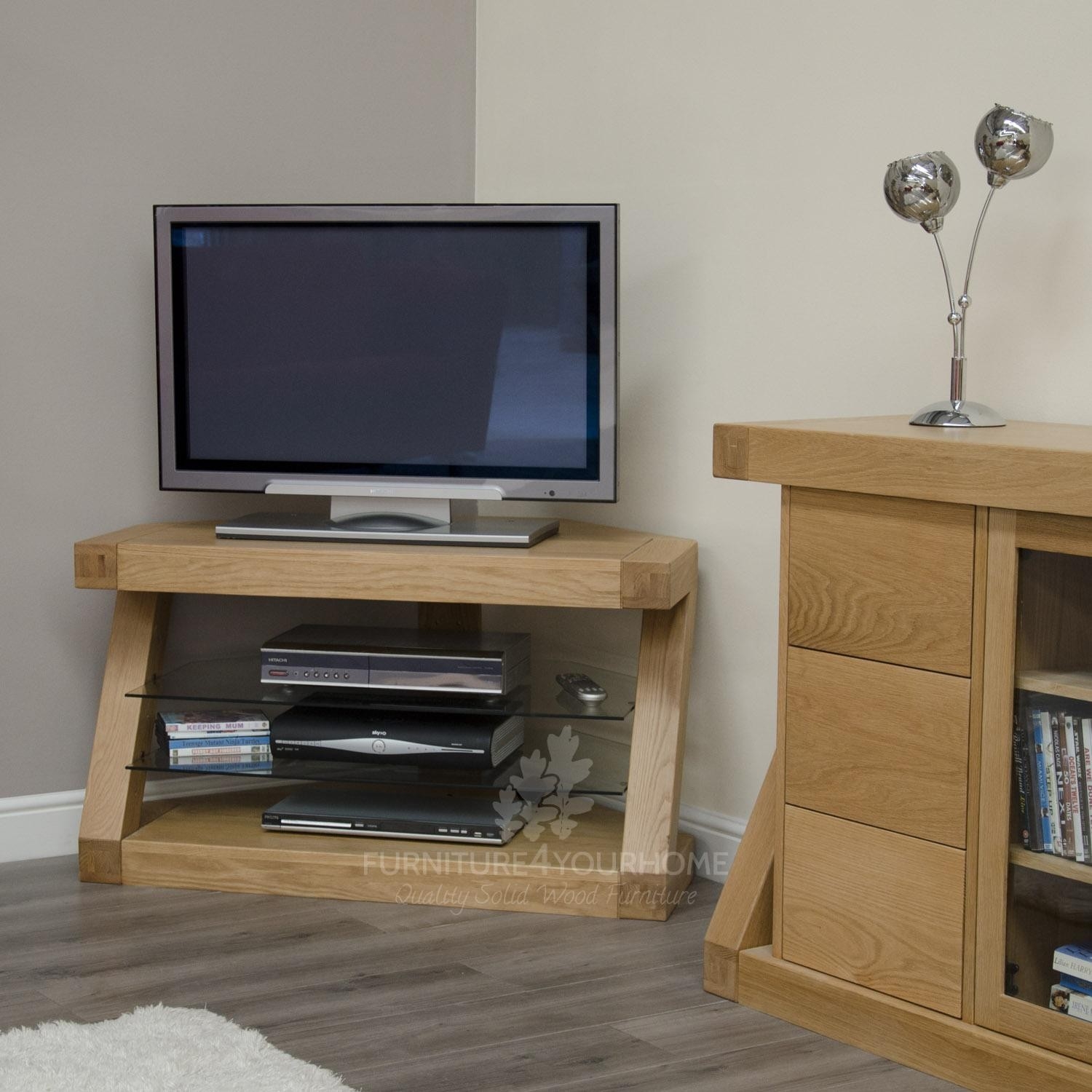 Z Solid Oak Designer Corner Tv Unit For The Home Pinterest Throughout Tv Corner Shelf Unit (Photo 1 of 15)