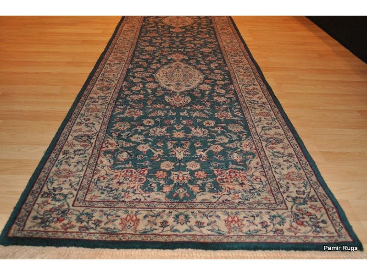 10 Ft Long Teal Green Hnamdade Fine Quality Hall Runner Persian Regarding Hallway Runners By The Foot (View 7 of 20)