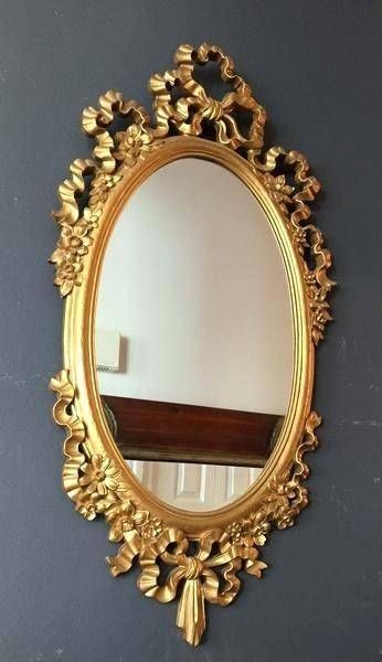 11 H Mirror Gold Oval Italian Vintage Decorative Upcycle Ornate Intended For Small Ornate Mirrors (Photo 9 of 20)