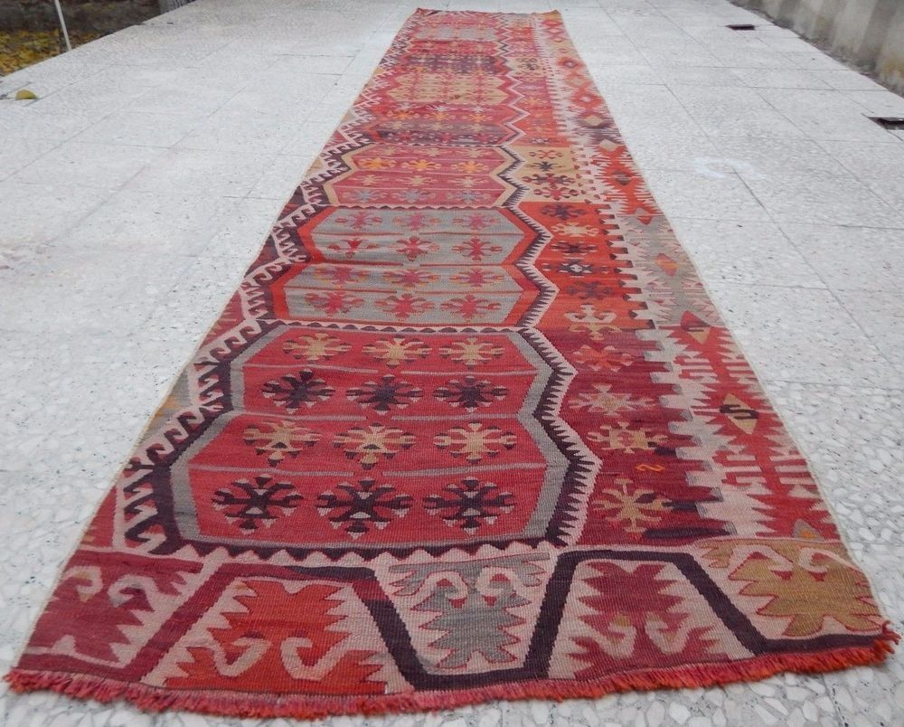 13 Faded Pale Runnervintage Woven Extra Long Kilim Rug Entryway For Extra Long Runners For Hallway (Photo 14 of 20)