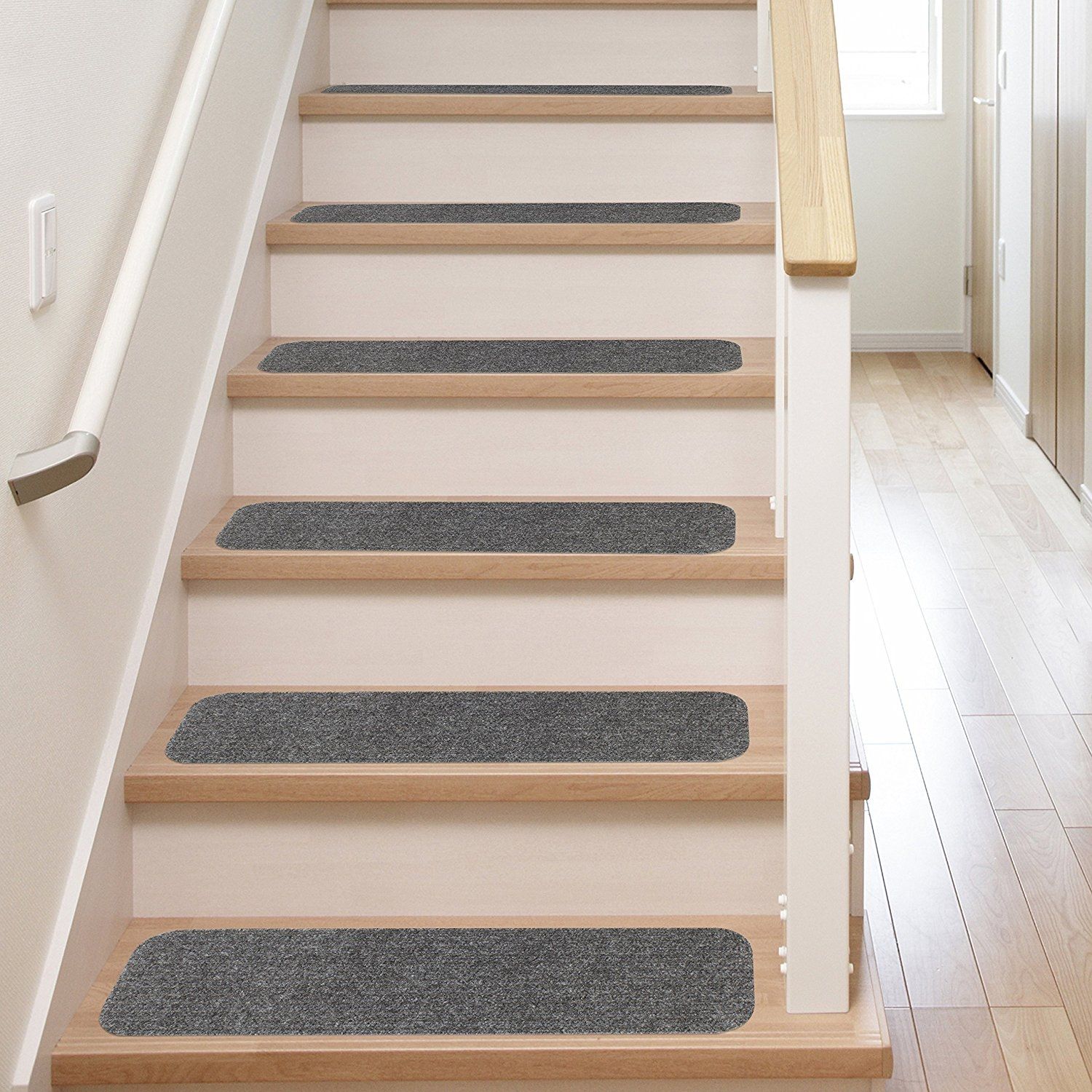 13 Stair Treads Non Slip Carpet Pads Easy Tape Installation Regarding Set Of 13 Stair Tread Rugs (View 6 of 20)
