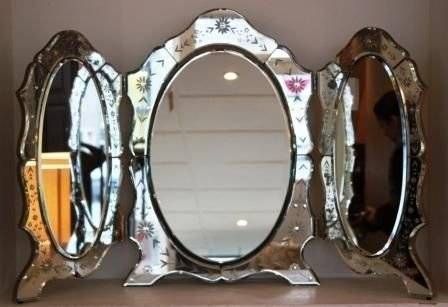 1930s Venetian Glass Triple Dressing Mirror | 44292 For Triple Mirrors (View 4 of 30)