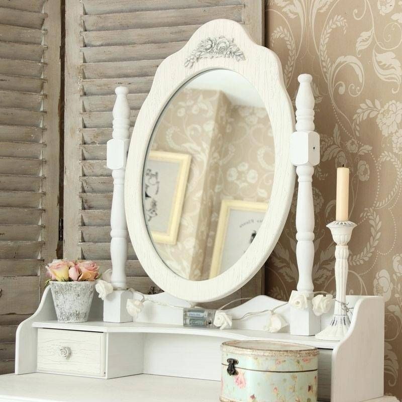 1950s Italian Oval Dressing Table Mirrorsolid Pine White Free Intended For Free Standing Mirrors For Dressing Table (Photo 30 of 30)