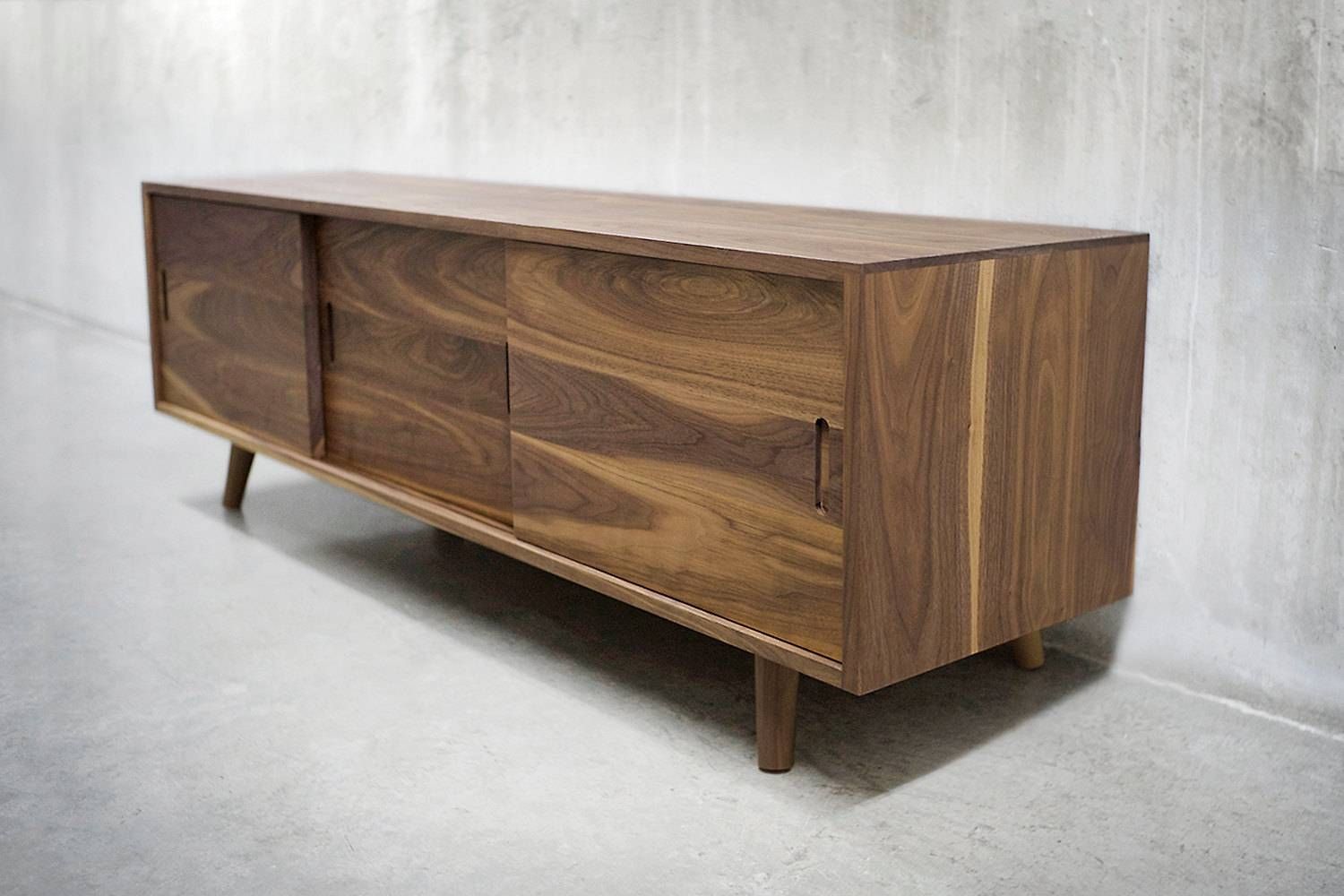 60 Solid Black Walnut Credenza/ Sideboard/ Cabinet/ Pertaining To Black And Walnut Sideboard (View 4 of 20)