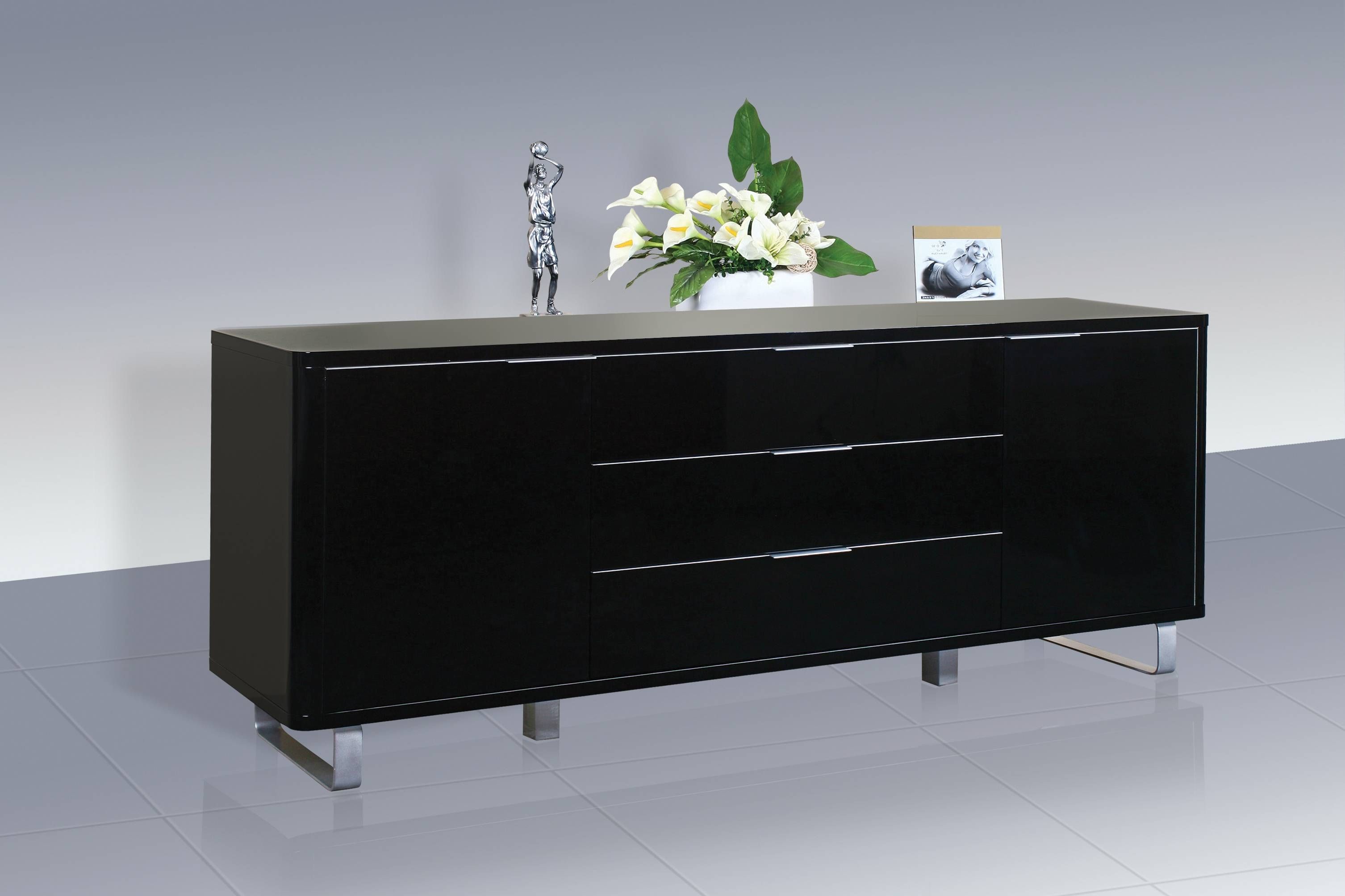 Accent Sideboard – High Gloss Black – Lpd Furniture For Black And Silver Sideboard (View 9 of 20)