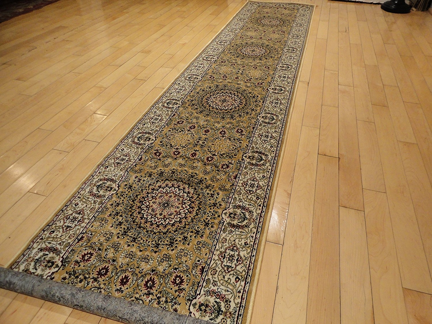 Amazon New Silk Persian 2×12 Hallway Runner Gold Long Runners Pertaining To Hallway Runners 3× (View 3 of 20)