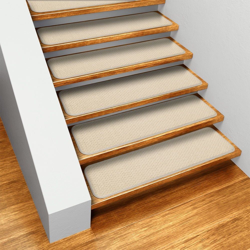 Amazon Set Of 15 Skid Resistant Carpet Stair Treads Ivory Inside Carpet Stair Treads Set Of 15 (Photo 2 of 20)