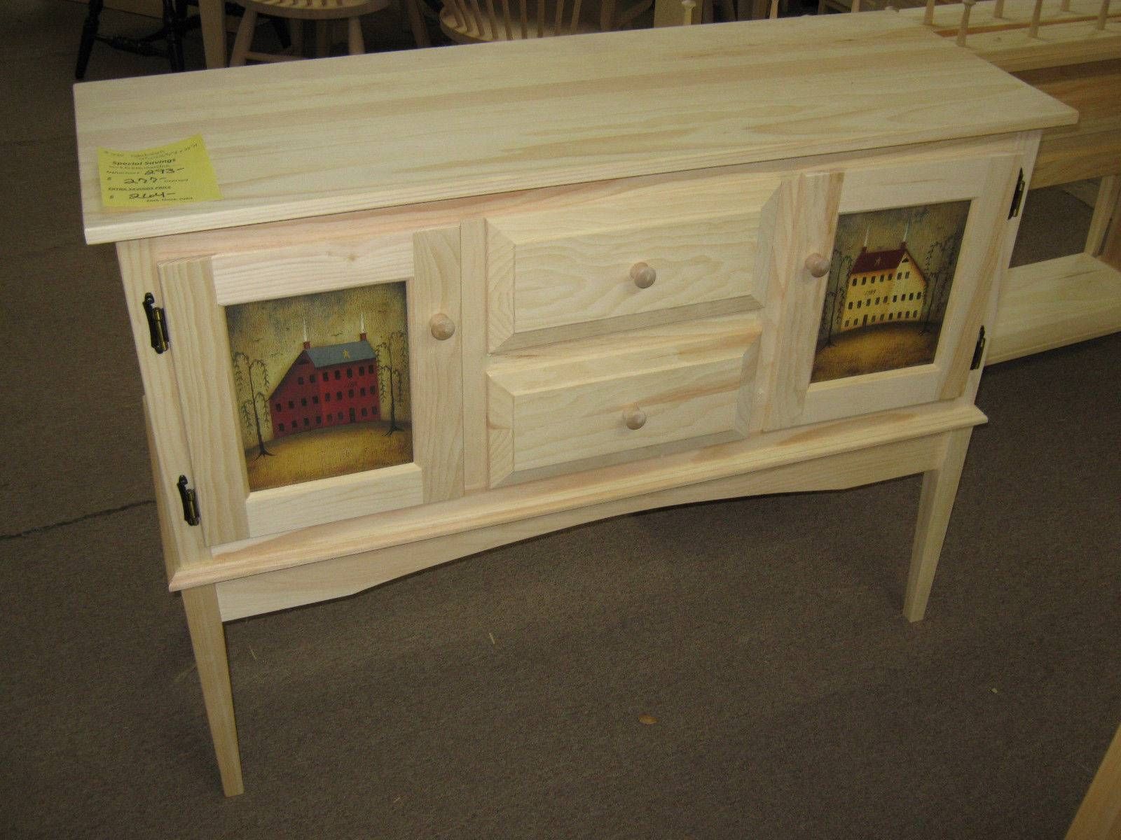 Amish ~ Solid Rustic Pine Unfinished Sideboard Buffet Chic Shabby With Unfinished Sideboard (View 10 of 20)
