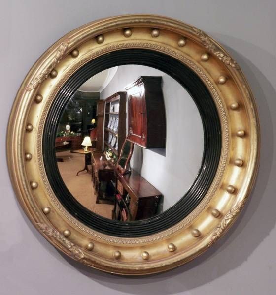 Antique Convex Wall Mirror, Round Gilt Mirror, Antique Round For Round Convex Mirrors (Photo 14 of 20)