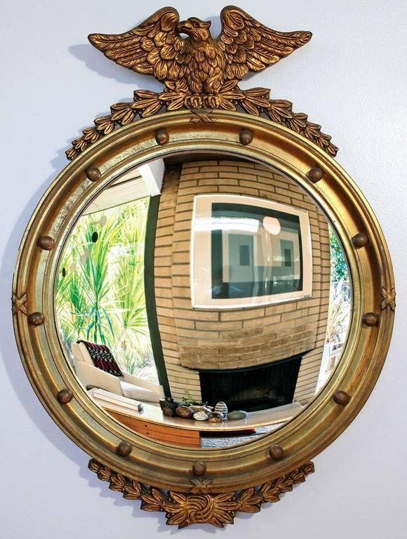 Antique Federal Eagle Gold Giltwood Frame With Convex Mirror For For Antique Convex Mirrors (View 9 of 20)
