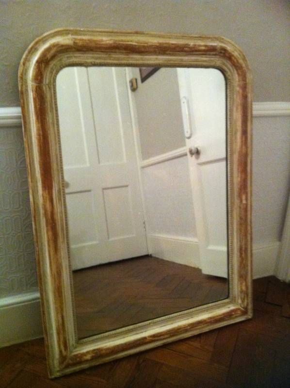 Antique French Original Cream And Red Gesso Wall Mirror (View 14 of 20)