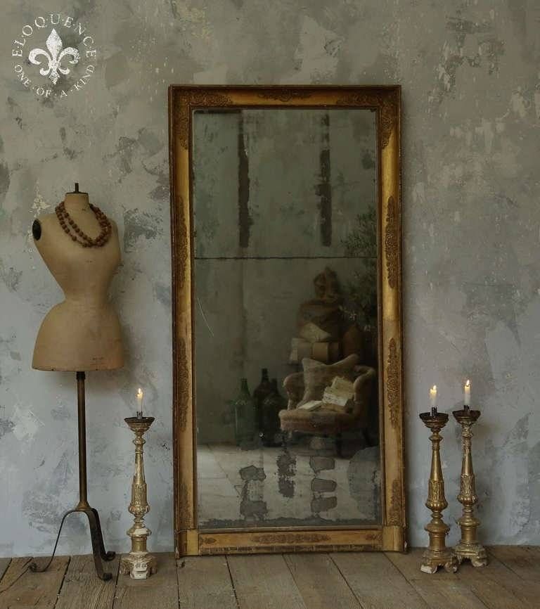 Antique Full Length Mirror With Original Paned, Worn Glass At 1stdibs With Long Antique Mirrors (View 30 of 30)