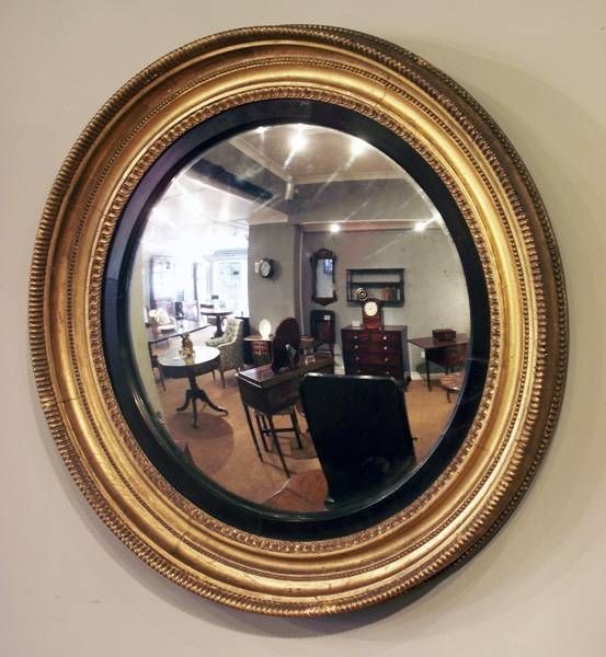 Antique Gilt Convex Mirror, Antique Round Mirror, Regency Round Regarding Round Convex Mirrors (Photo 9 of 20)