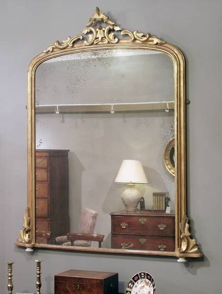 Antique Gilt Overmantel Mirror, Mantelpiece Mirror, Fireplace With Over Mantel Mirrors (Photo 12 of 30)