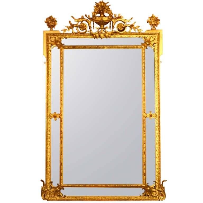 Antique Large French 'cushion' Gilded Mirror C (View 15 of 20)