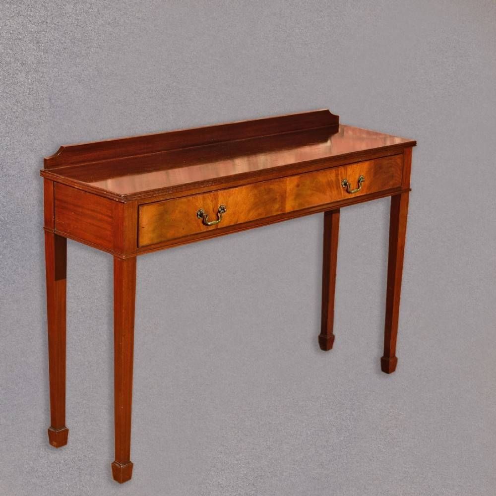 Antique Narrow Sideboard, Edwardian Mahogany, Side Hall Table Inside Thin Sideboard Table (View 14 of 20)