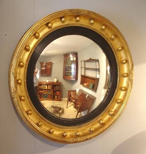 Antique Round Mirror / Regency Giltwood Convex Mirror : Antique For Convex Wall Mirrors (Photo 25 of 30)