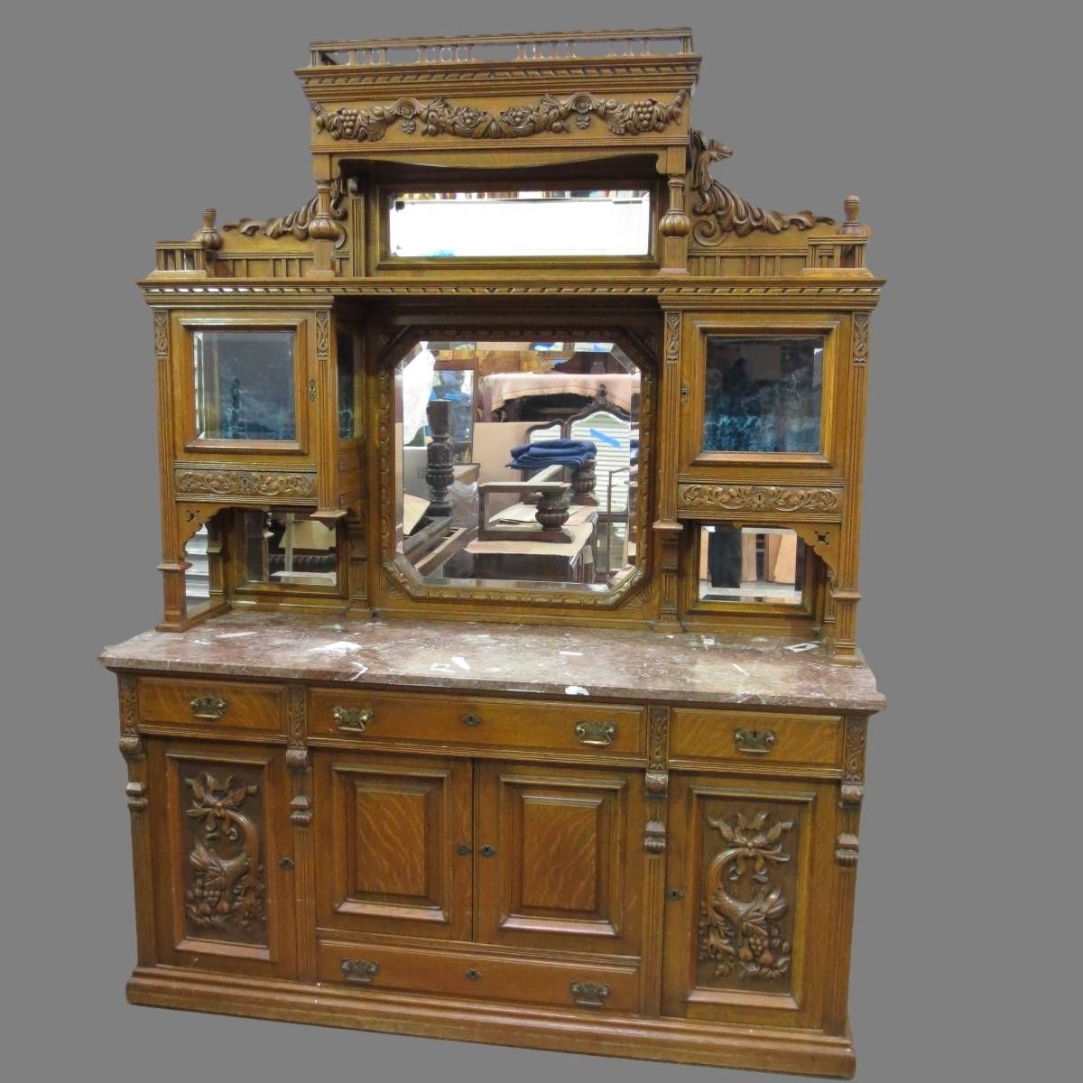 Antique Sideboard, Antique Servers, Antique Credenzas, Antique Within Large Buffets And Sideboards (Photo 20 of 20)