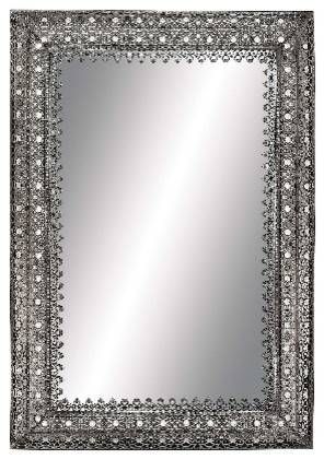 Antique Silver Chrome Frame Rectangle Mirror India Inspired Decor In Chrome Wall Mirrors (View 2 of 20)