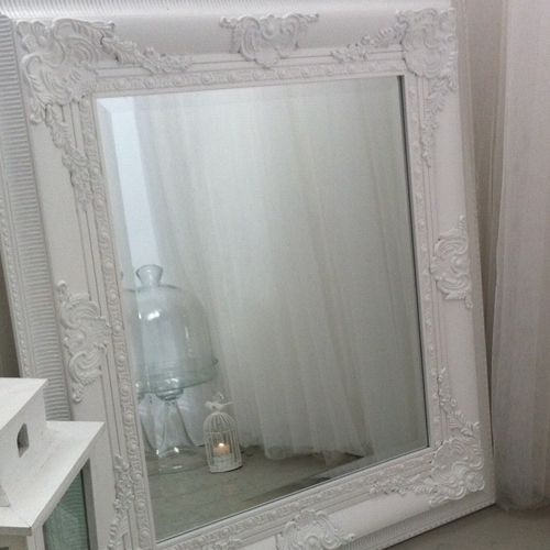 Antique Style Carved Mirror In White, Black, Silvermade With Love Throughout Large White Antique Mirrors (View 17 of 30)