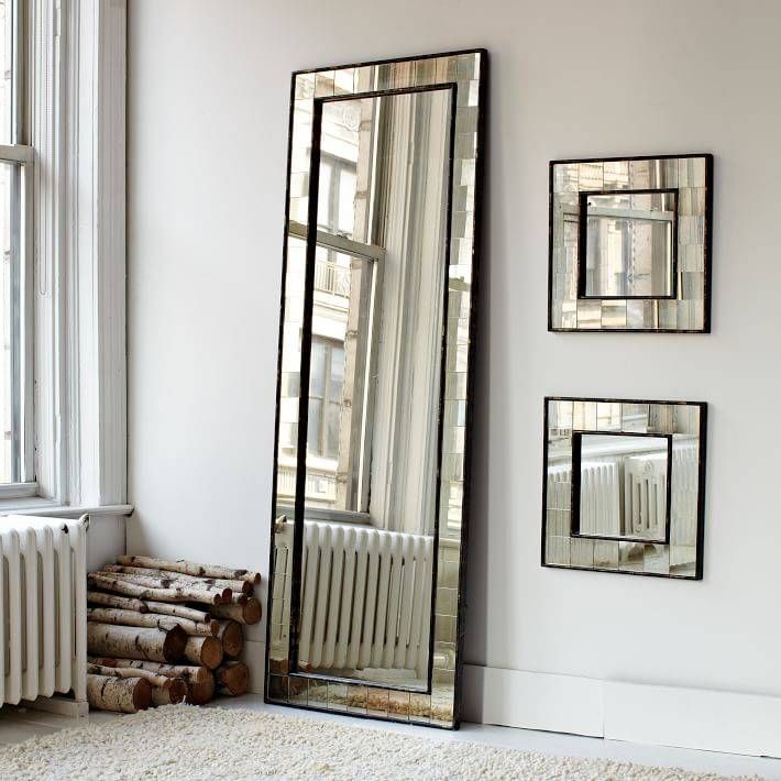 Antique Tiled Floor Mirror | West Elm For Long Antique Mirrors (Photo 19 of 30)