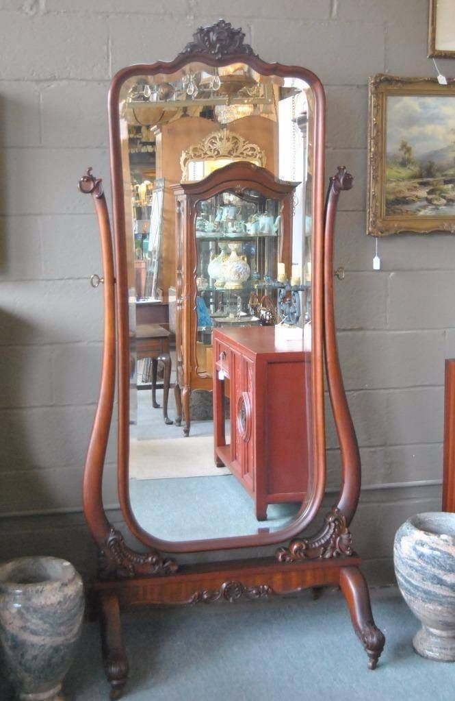Antique Victorian Style Mahogany Floor Mirror Heavy Carving And Regarding Victorian Floor Mirrors (View 14 of 30)