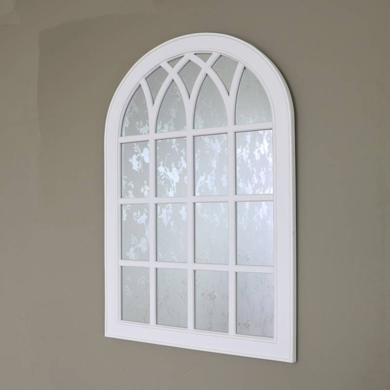 Antique White Arched Window Mirror – Melody Maison® Throughout White Arched Window Mirrors (View 13 of 20)