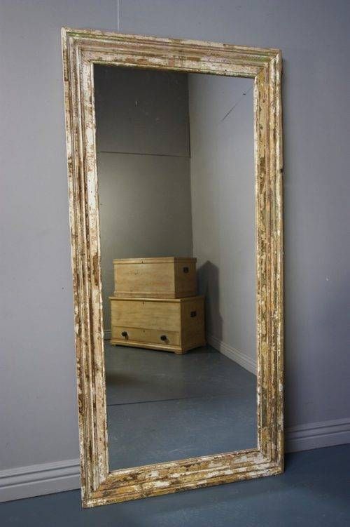 Antiques Atlas – Large Antique Painted Pine Architrave Mirror. Pertaining To Antique Free Standing Mirrors (Photo 3 of 20)
